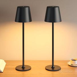 2 Pezzi Lampada da Tavolo Senza Fili in Metallo,