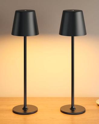2 Pezzi Lampada da Tavolo Senza Fili in Metallo,