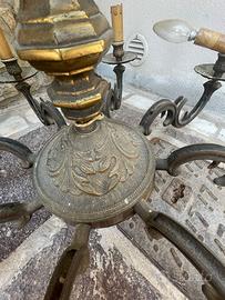 lampadario usato, in ottone pieno, 8  luci