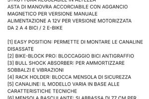 Portabici camper regol altezza