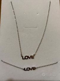 Set collana e bracciale acciaio con scritta “Love”