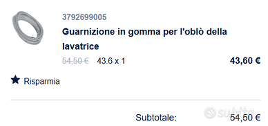 Electrolux 3792699005 Guarnizione oblò lavatrice