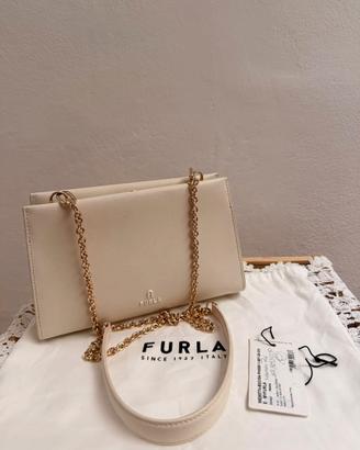 Borsa a Tracolla Furla in Pelle Bianca con Catena