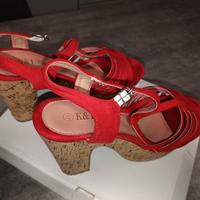 Sandali K&I Shoes rossi tacco zeppa 41