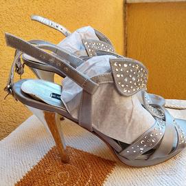 scarpe da cerimonia argento aperte