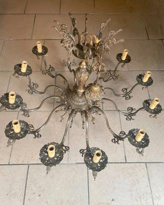 LAMPADARIO OTTONE 12 PUNTI LUCE