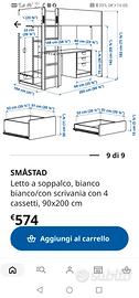 letto a soppalco e scrivania IKEA