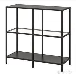 VITTSJÖ Scaffale, marrone-nero/vetro, 100x93 cm