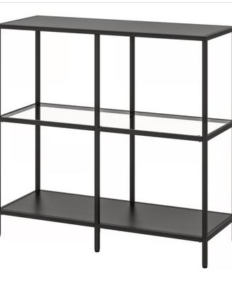 VITTSJÖ Scaffale, marrone-nero/vetro, 100x93 cm