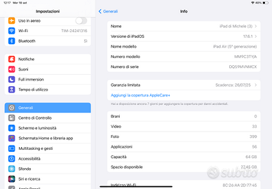 iPad Air 5 generazione 64 gb