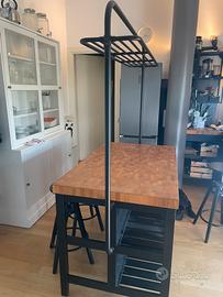 Isola cucina ikea + rastrelliera+ 4 sgabelli