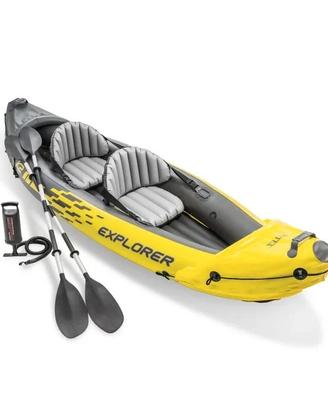 Intex: Canoa+Giubbotto salvagente+pompa a batteria