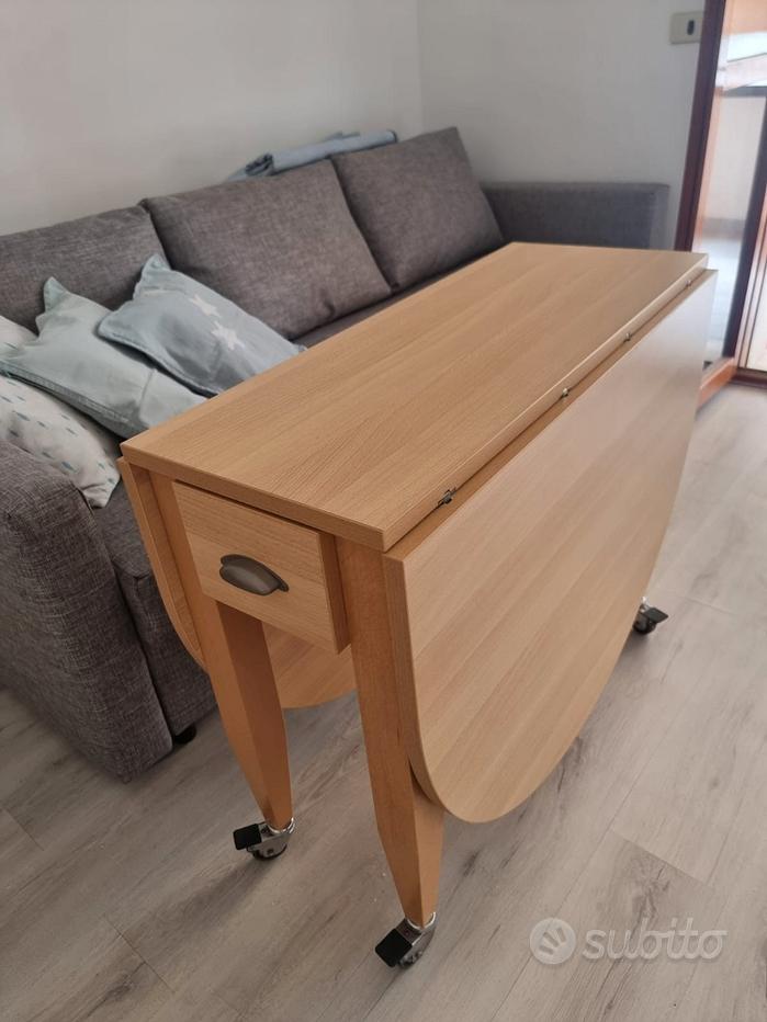 Tavolo Pieghevole Mottiwood - 80x60x73 Cm, Legno Faggio, Interno/esterno, Made In Italy, Salvaspazio