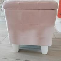 Pouf contenitore in vellutino rosa 