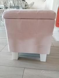 Pouf contenitore in vellutino rosa 