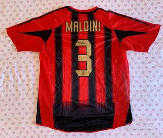 AC MILAN ADIDAS 2004/05 MALDINI #3 AUTOGRAFATA