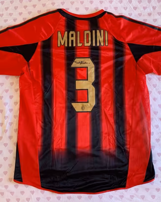 AC MILAN ADIDAS 2004/05 MALDINI #3 AUTOGRAFATA