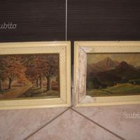 Quadretti antichi su cartone con cornice in legno