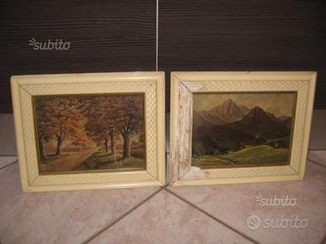 Quadretti antichi su cartone con cornice in legno