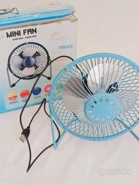 Mini Ventilatore USB da tavolo celeste