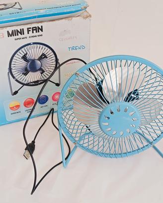 Mini Ventilatore USB da tavolo celeste