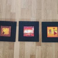 Set 3 quadretti tema etnico in legno