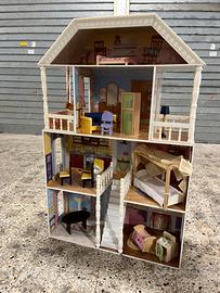 Casa barbie in legno con mobili