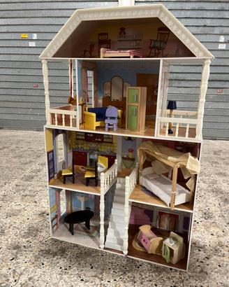 Casa barbie in legno con mobili