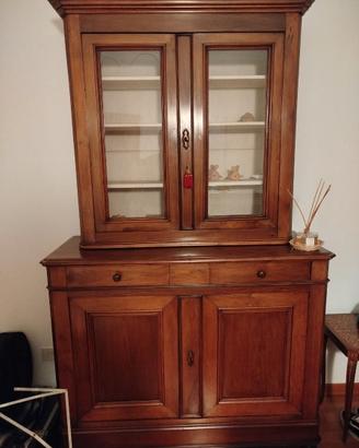 Credenza fine '800 doppio corpo in noce massello