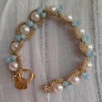 bracciale knitted Pearl/turquoise