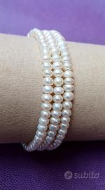 Bracciale multifilo a spirale con perle vere