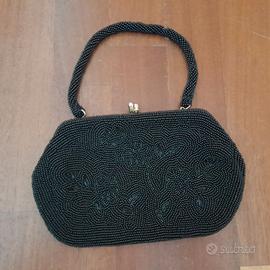 Borsa vintage nera con perline anni 50/60