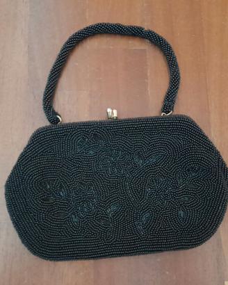 Borsa vintage nera con perline anni 50/60