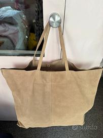 Borsa vera pelle scamosciata