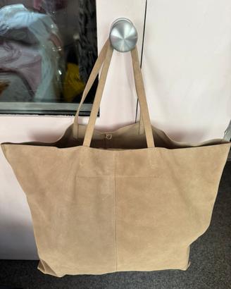 Borsa vera pelle scamosciata