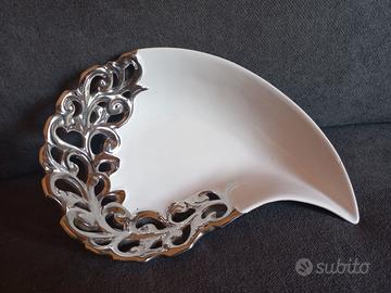 Portaoggetti  vaso svuotatasche in ceramica bianca