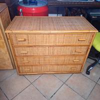 CASSETTIERA IN BAMBOO E VIMINI 