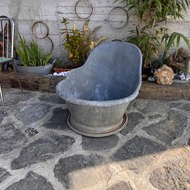 VASCA DA BAGNO FIORIERA GIARDINO ZINCATA ANTICA
