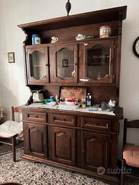 Grande Credenza con Vetrina in Legno Massello