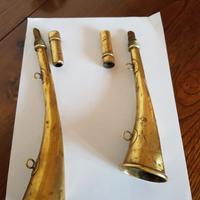 COPPIA DI CORNI DA RICHIAMO ANTICHI ARTE VENATORIA