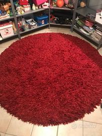 Tappeto tondo in lana rosso