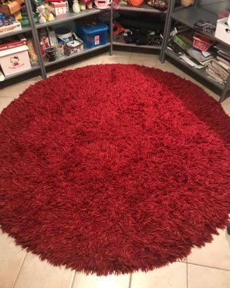 Tappeto tondo in lana rosso