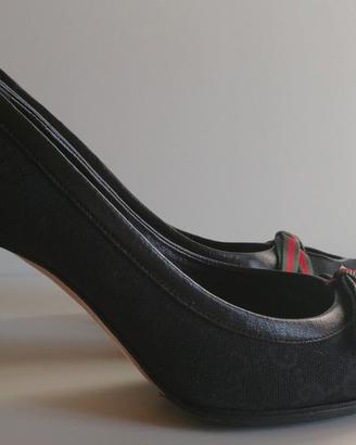 Originali GUCCI, decollete nere alte in tessuto,38