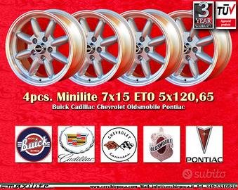 4 pz. cerchi Minilite 7x15 PCD 5x120.65 Chevrolet