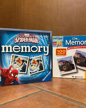 2 Memory Bambini Spider-Man + Mezzi Trasporto