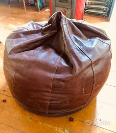 Poltrona Pouf in vera pelle arigianale