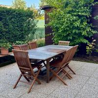 Tavolo allungabile da esterno  in teak con 6 sedie