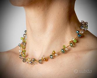 Collana artigianale con cristalli di vetro