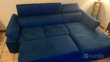 Divano Poltrone Sofà con chaise longue Blue Navy