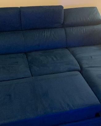 Divano Poltrone Sofà con chaise longue Blue Navy